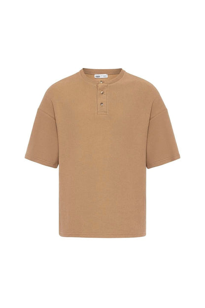 Düğmeli Yaka Oversize Tişört