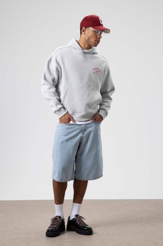 Oversize Yıkamalı Boxy Fit Kapüşonlu Sweatshirt