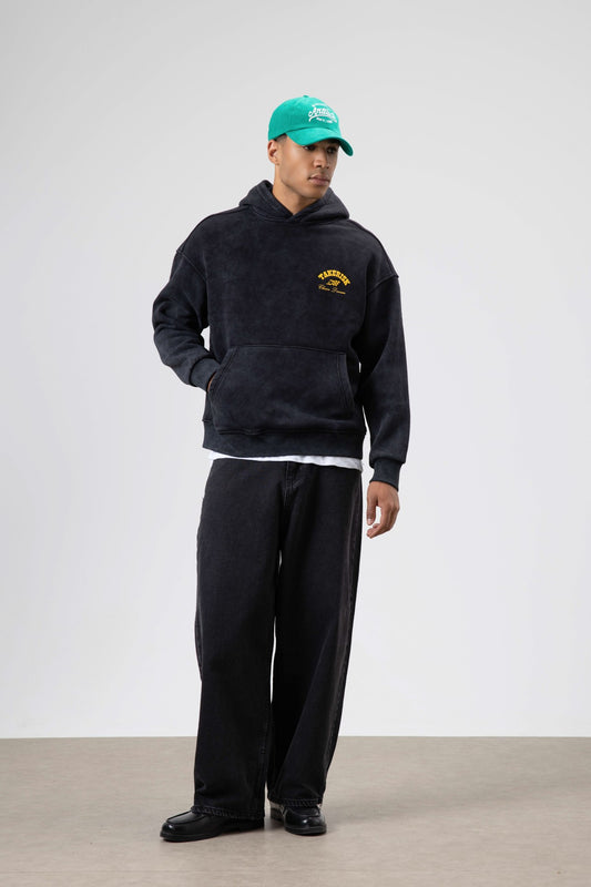 Oversize Yıkamalı Boxy Fit Kapüşonlu Sweatshirt