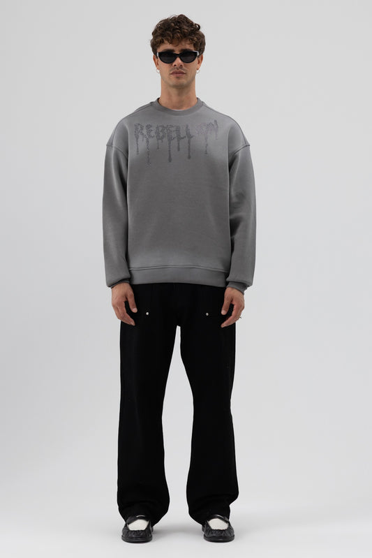Yıkamalı Oversize Baskılı Sweatshirt V70-101