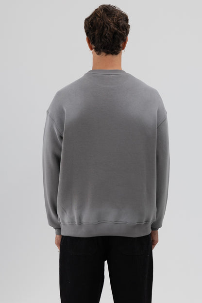 Yıkamalı Oversize Baskılı Sweatshirt V70-101