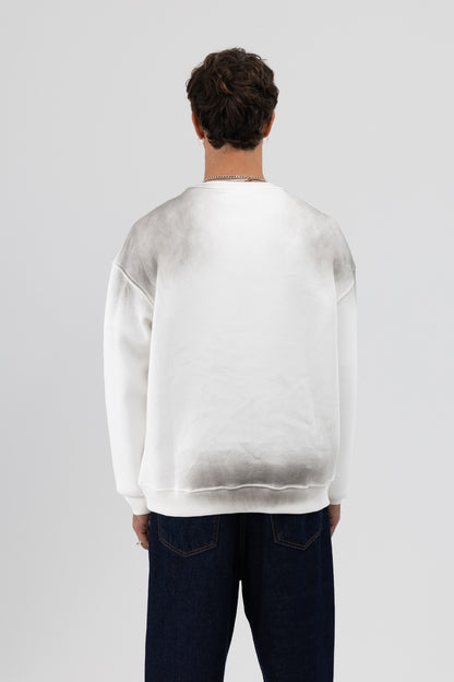 Yıkamalı Oversize Baskılı Sweatshirt