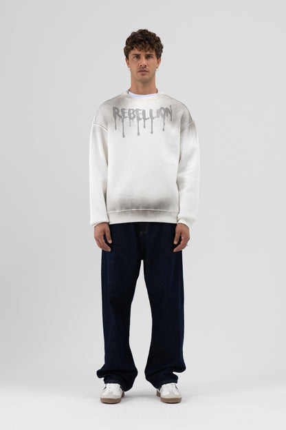 Yıkamalı Oversize Baskılı Sweatshirt