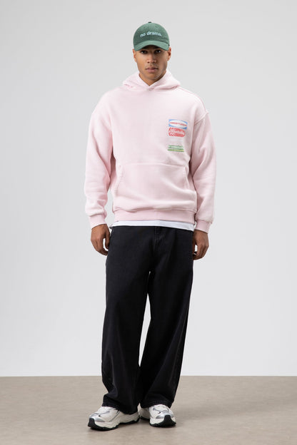 Oversize Yıkamalı Baskılı Kapüşonlu Sweatshirt