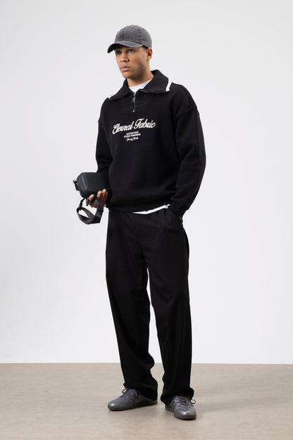 Oversize Fermuarlı Yaka Sweatshirt