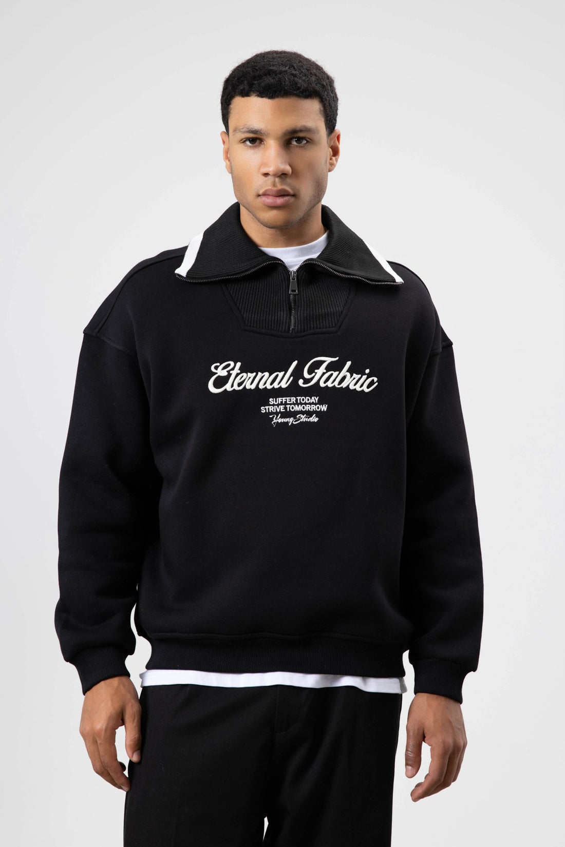 Oversize Fermuarlı Yaka Sweatshirt