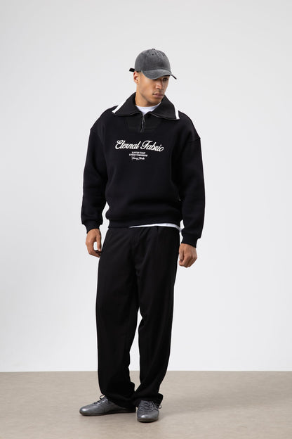 Oversize Fermuarlı Yaka Sweatshirt