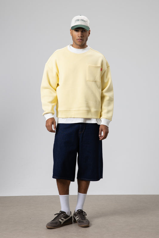 Bisiklet Yaka Cep Detaylı Oversize Sweatshirt