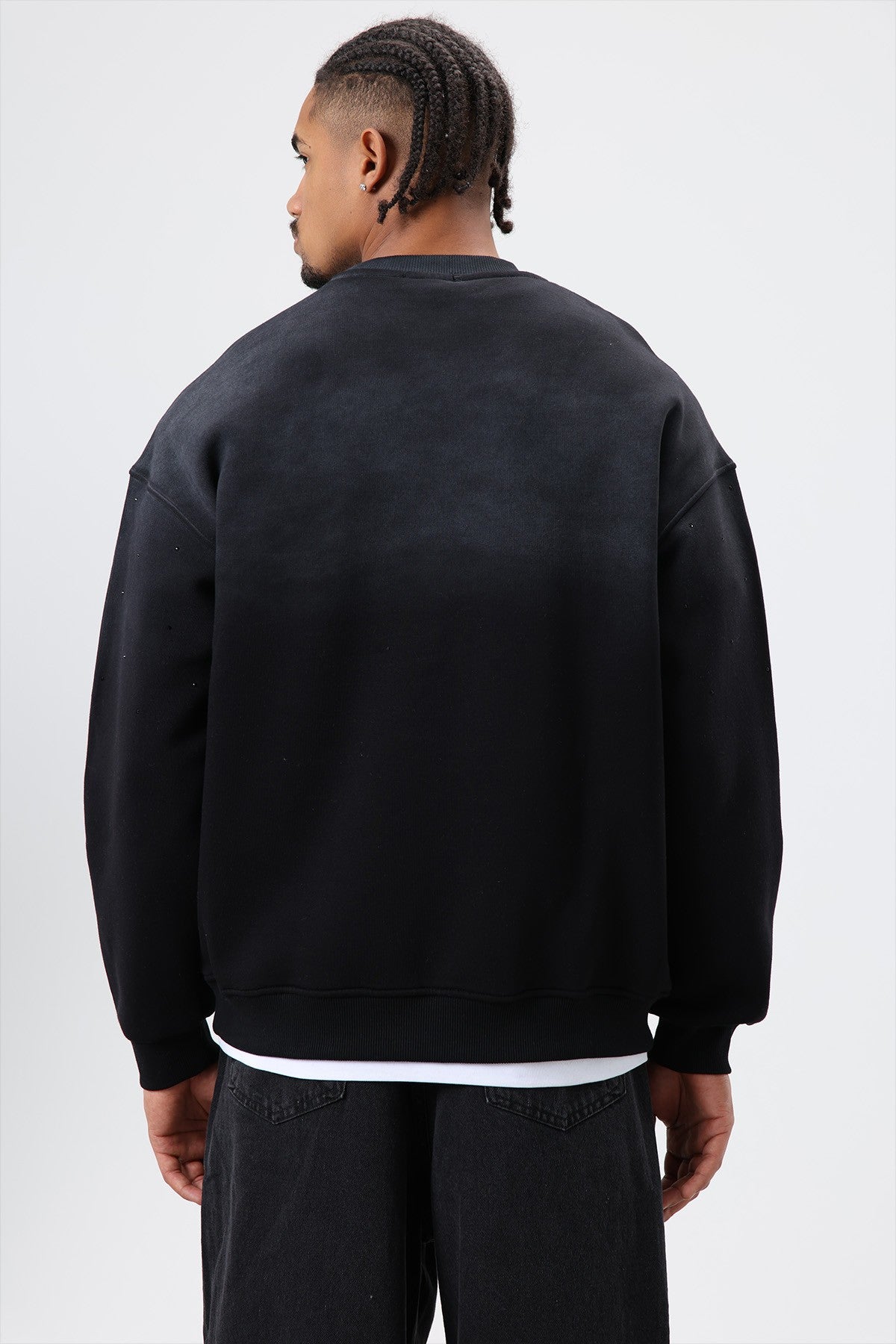 Yıkamalı Taş Detaylı Oversize Sweatshirt