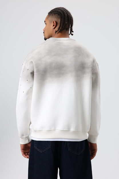 Yıkamalı Taş Detaylı Oversize Sweatshirt