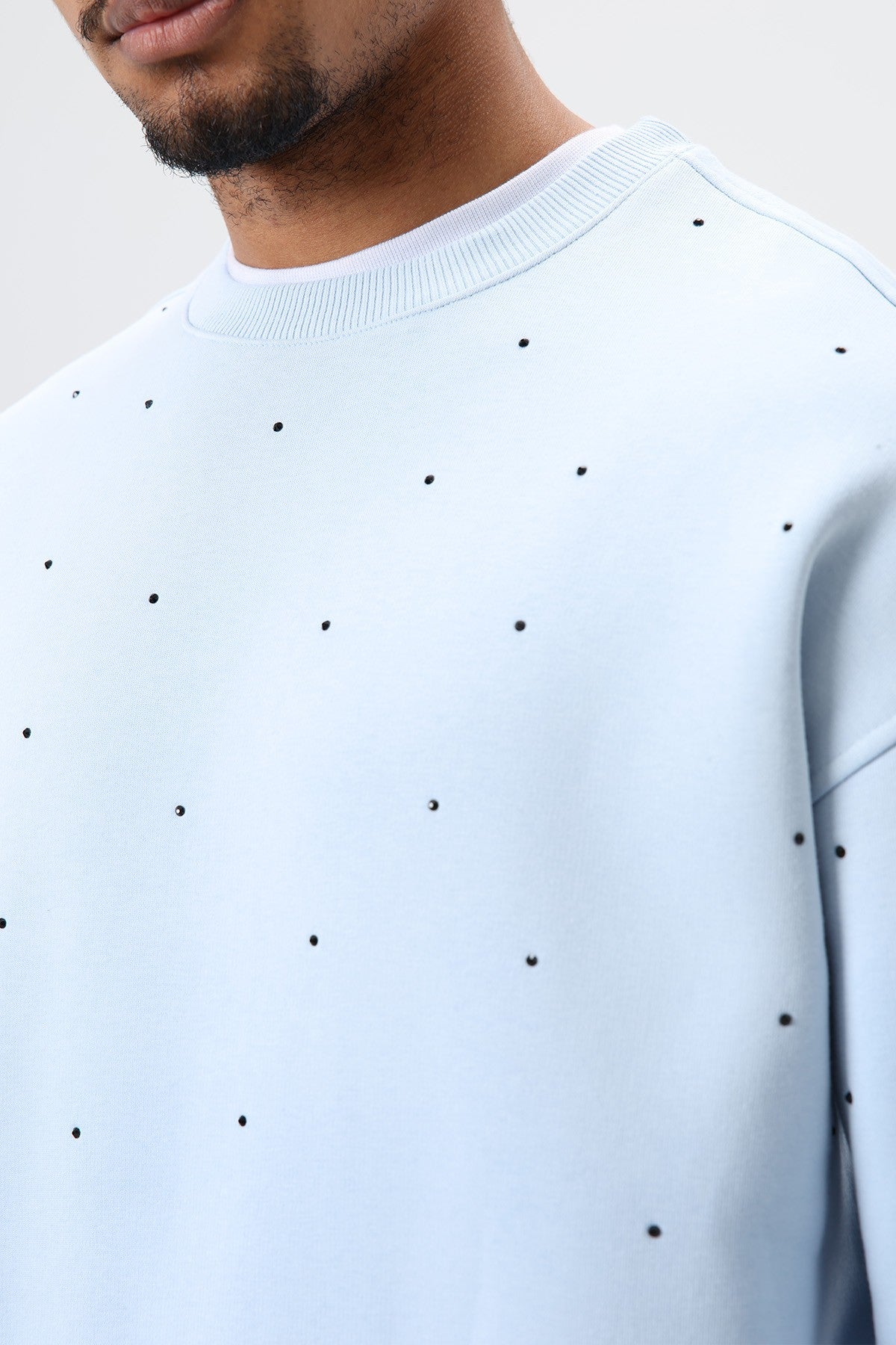 Yıkamalı Taş Detaylı Oversize Sweatshirt