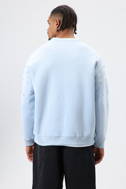 Yıkamalı Taş Detaylı Oversize Sweatshirt