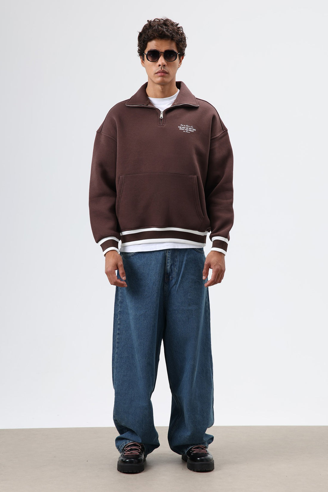 Oversize Polo Yaka Sweatshirt