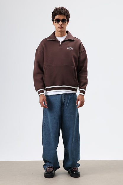Oversize Polo Yaka Sweatshirt