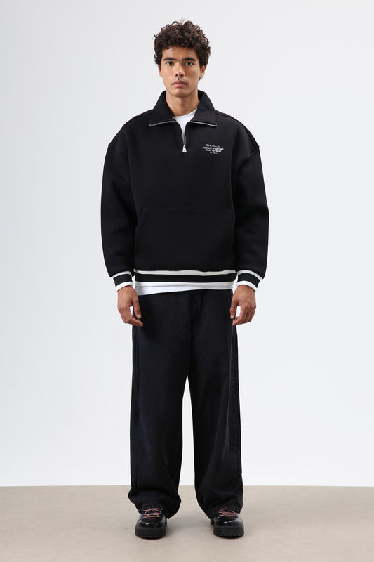 Oversize Polo Yaka Sweatshirt
