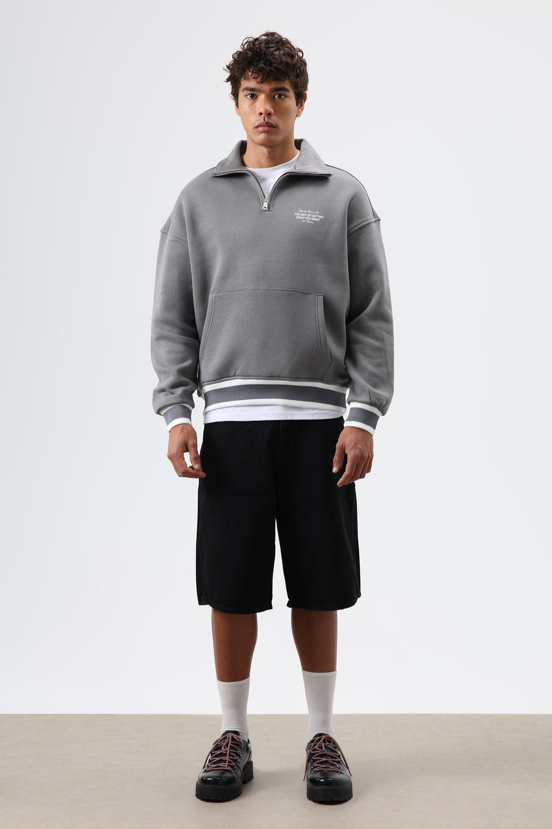 Oversize Polo Yaka Sweatshirt