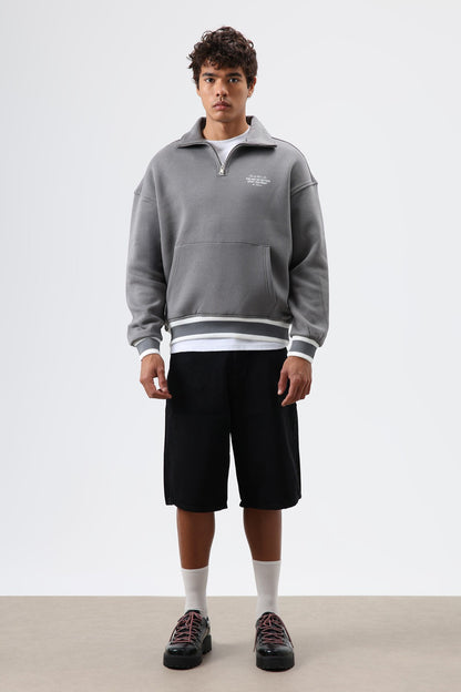 Oversize Polo Yaka Sweatshirt