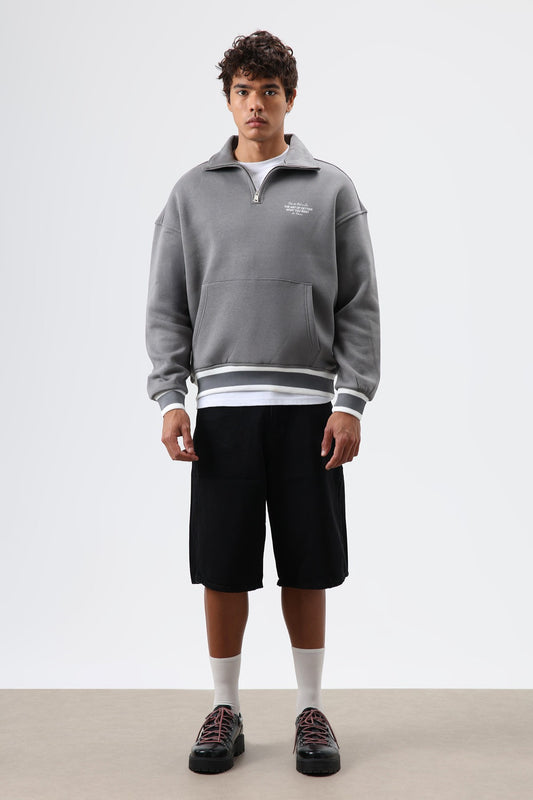 Oversize Polo Yaka Sweatshirt