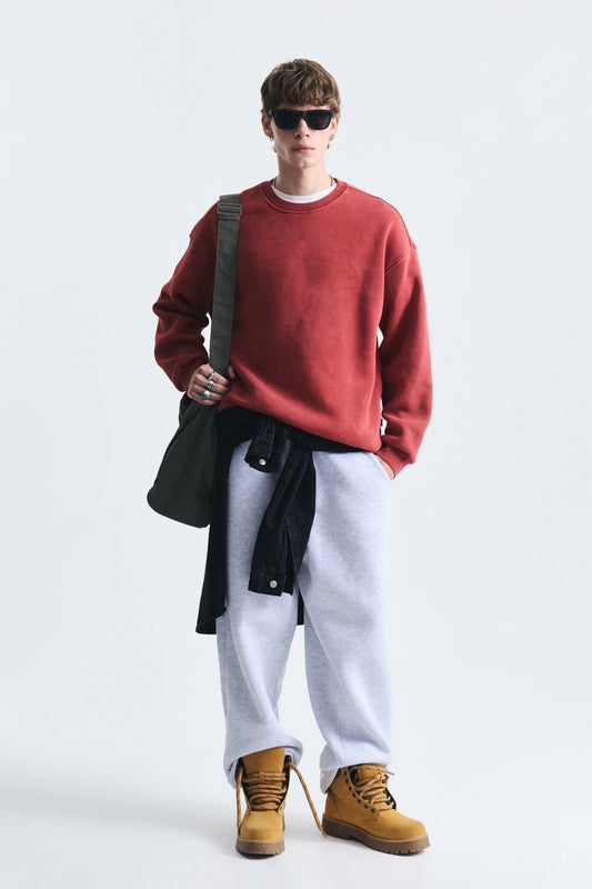 Basic Oversize Yıkamalı Sweatshirt