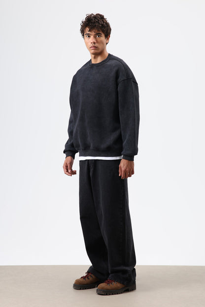 Basic Oversize Yıkamalı Sweatshirt