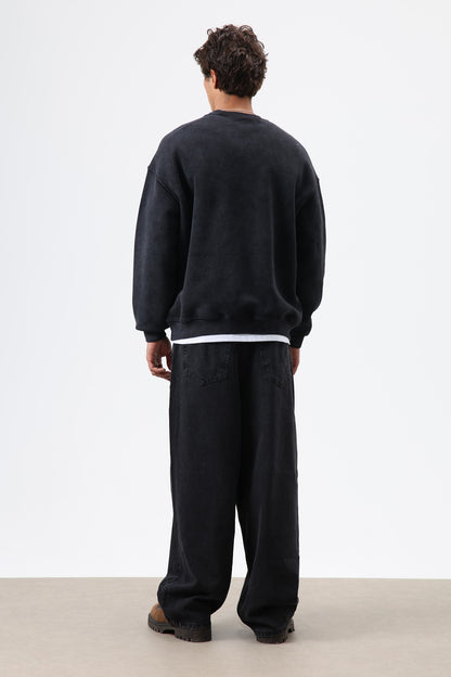 Basic Oversize Yıkamalı Sweatshirt