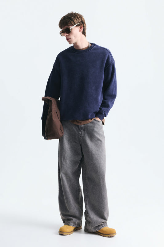 Basic Oversize Yıkamalı Sweatshirt
