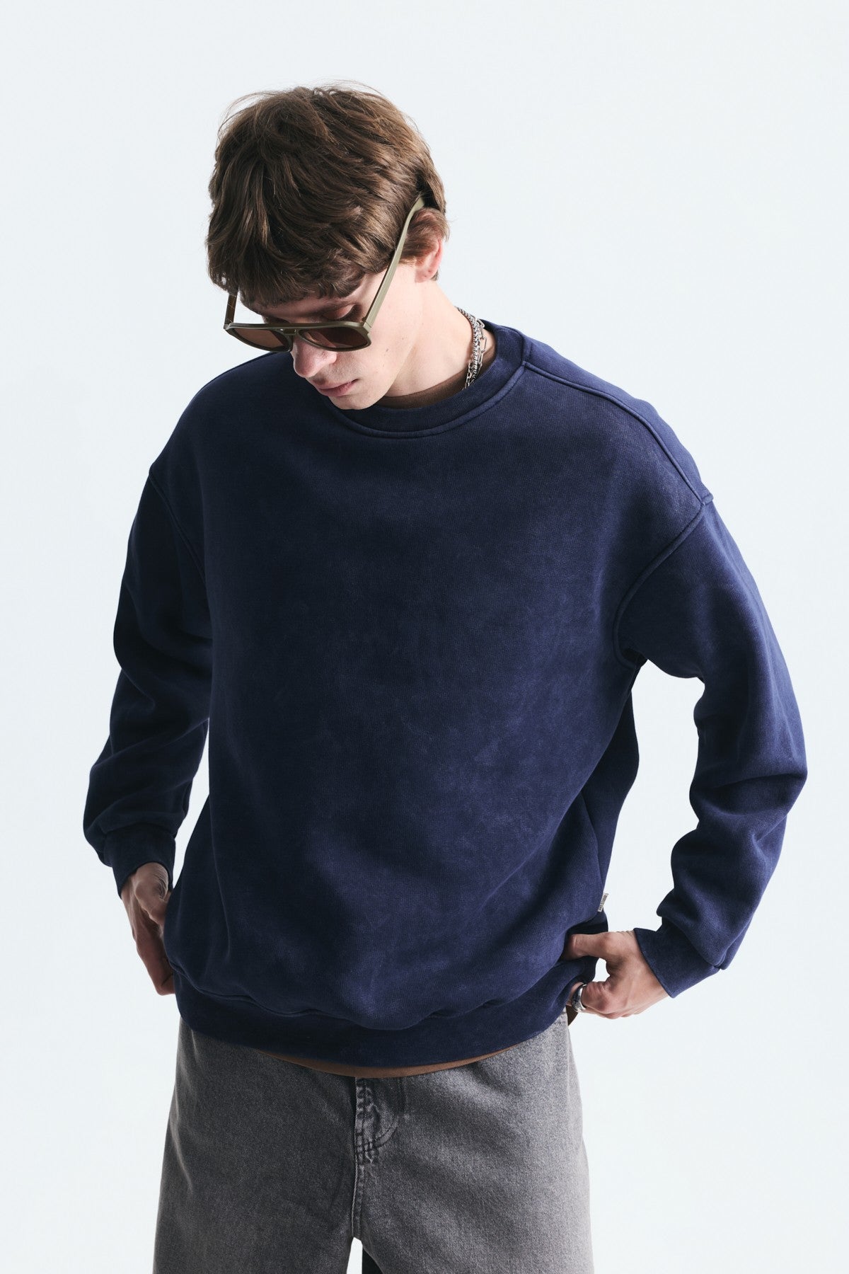 Basic Oversize Yıkamalı Sweatshirt