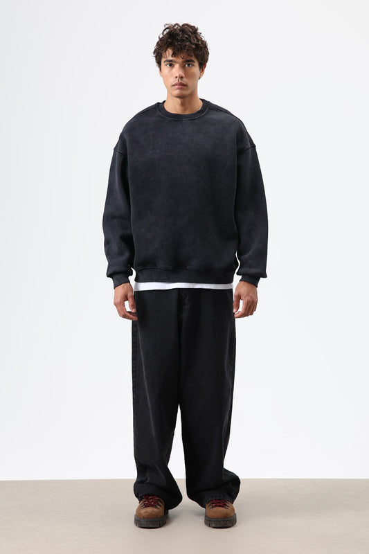 Basic Oversize Yıkamalı Sweatshirt