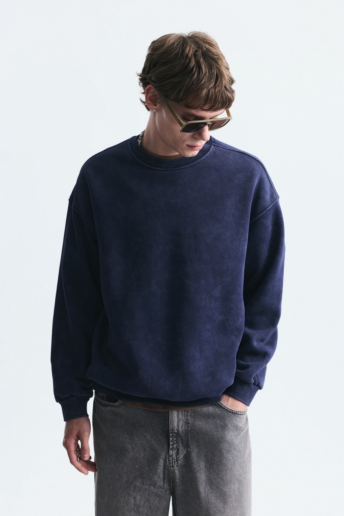 Basic Oversize Yıkamalı Sweatshirt