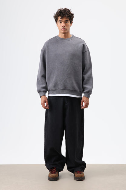 Basic Oversize Yıkamalı Sweatshirt