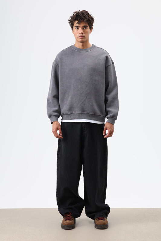 Basic Oversize Yıkamalı Sweatshirt