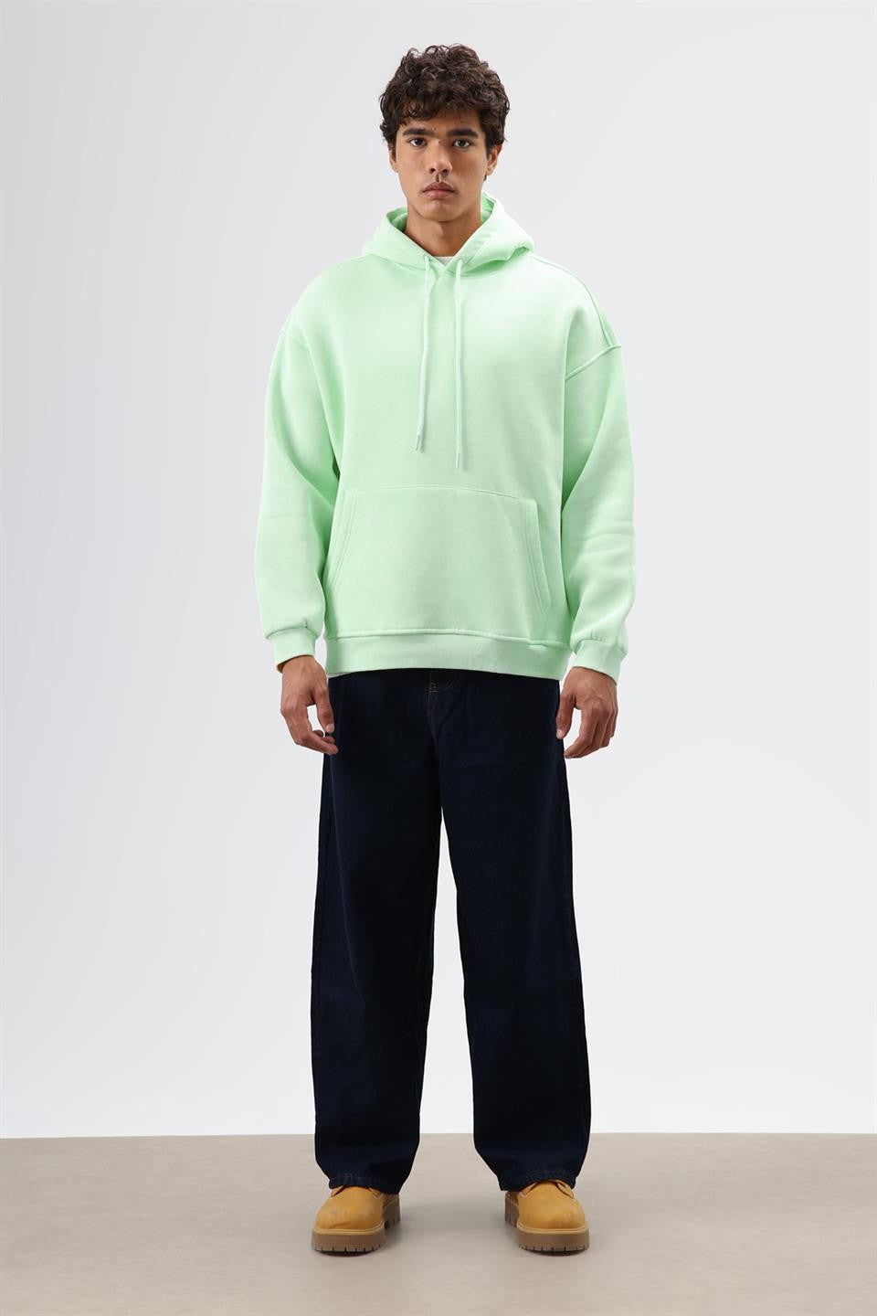 Basic Oversize Yıkamalı Hoodie