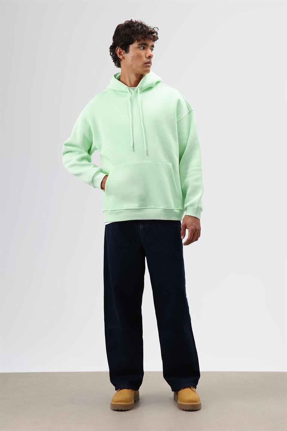 Basic Oversize Yıkamalı Hoodie