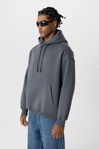 Basic Oversize Yıkamalı Hoodie