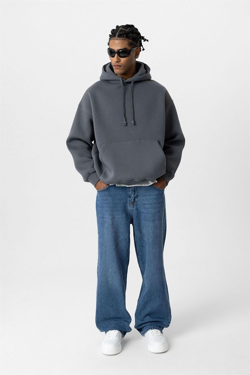 Basic Oversize Yıkamalı Hoodie