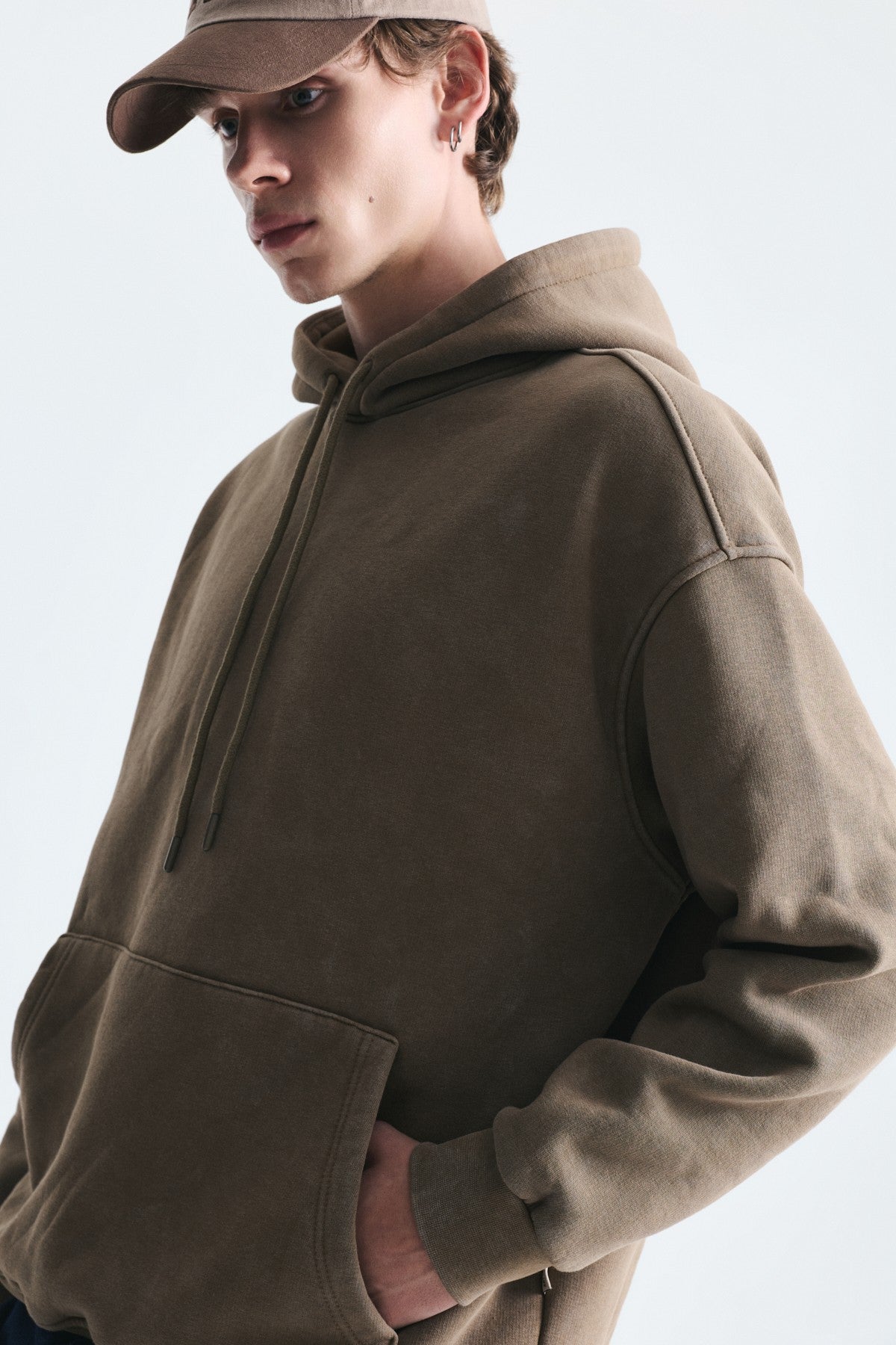 Basic Oversize Yıkamalı Hoodie