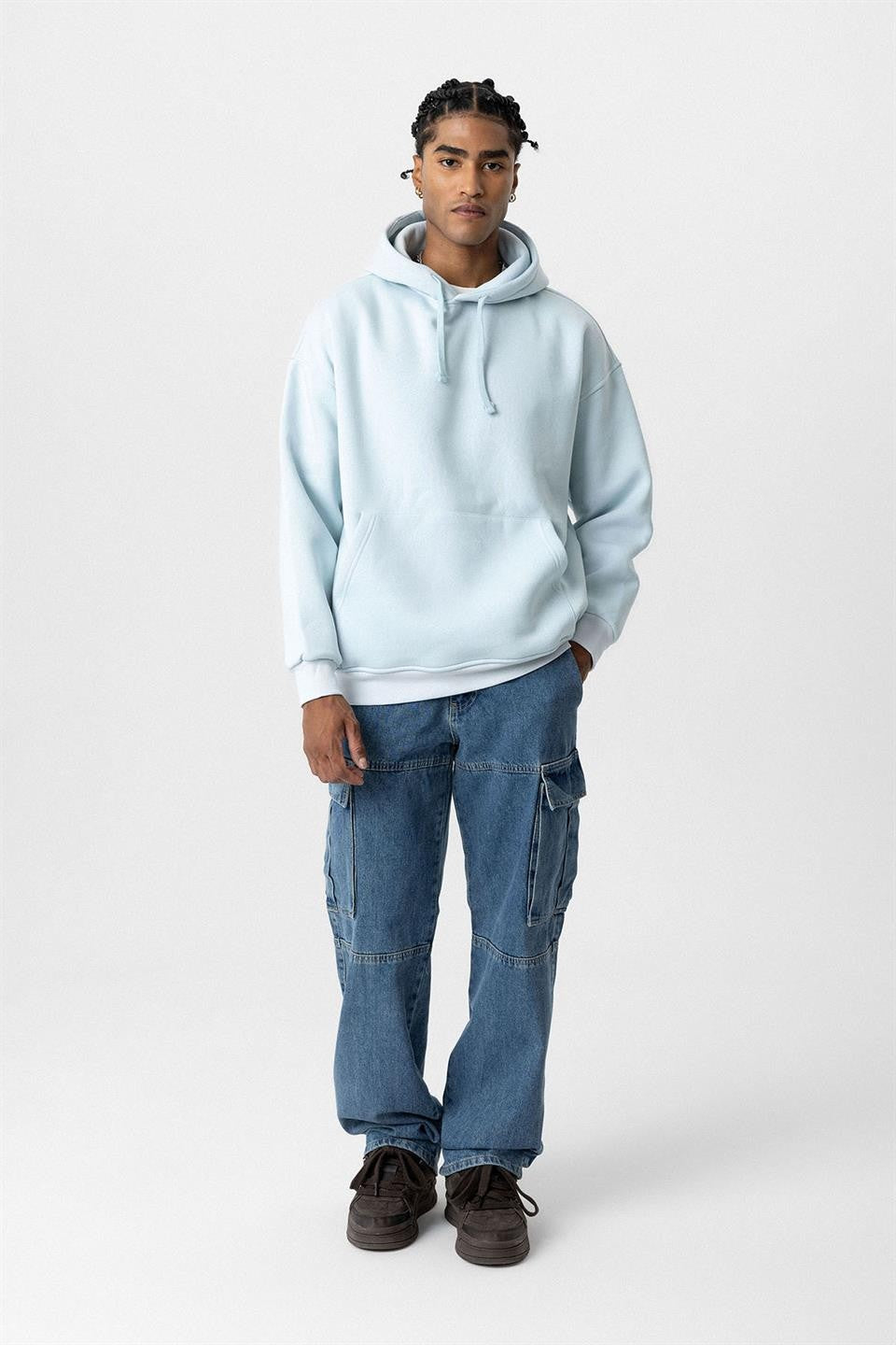 Basic Oversize Yıkamalı Hoodie