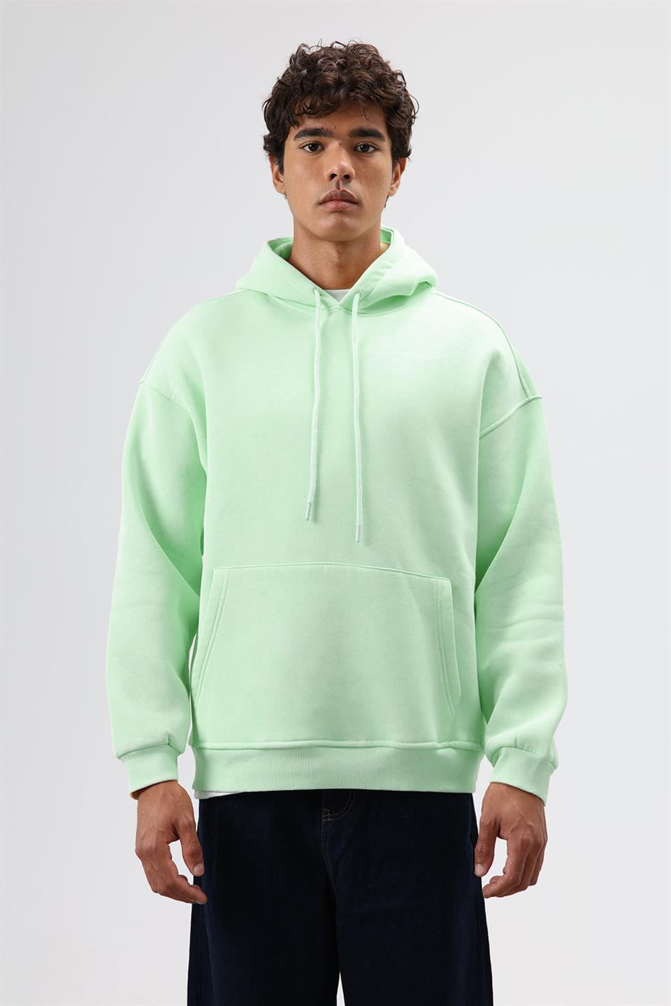 Basic Oversize Yıkamalı Hoodie