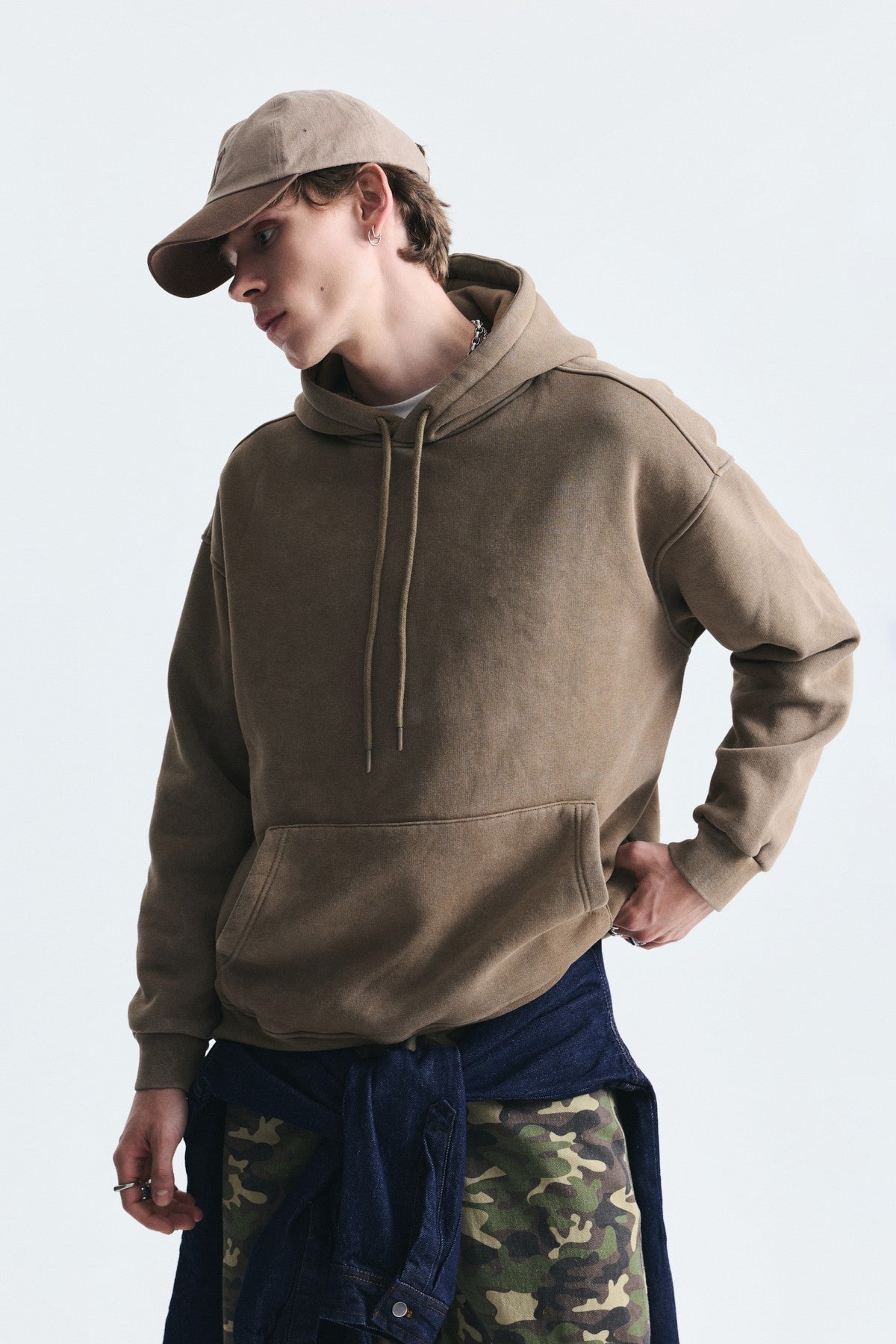 Basic Oversize Yıkamalı Hoodie