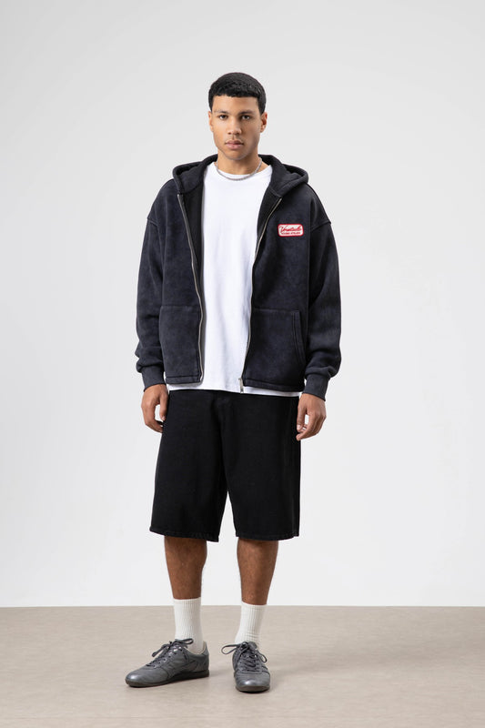 Oversize Fermuarlı Kapüşonlu Sweatshirt