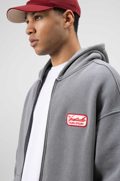 Oversize Fermuarlı Kapüşonlu Sweatshirt