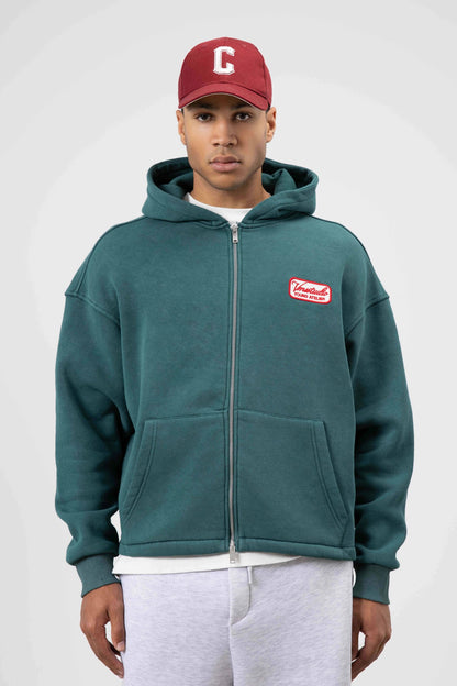 Oversize Fermuarlı Kapüşonlu Sweatshirt