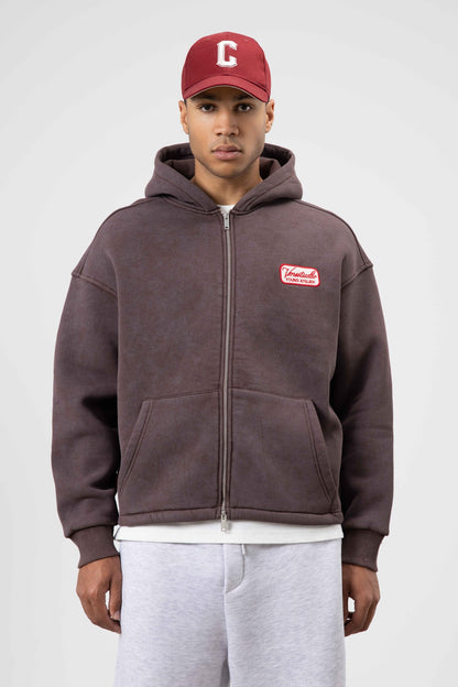 Oversize Fermuarlı Kapüşonlu Sweatshirt