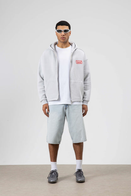Oversize Fermuarlı Kapüşonlu Sweatshirt