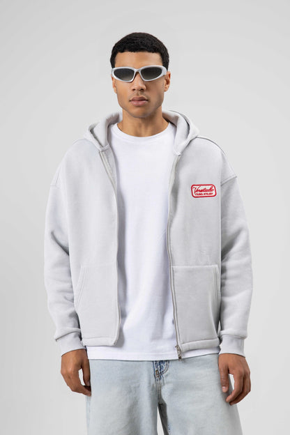 Oversize Fermuarlı Kapüşonlu Sweatshirt