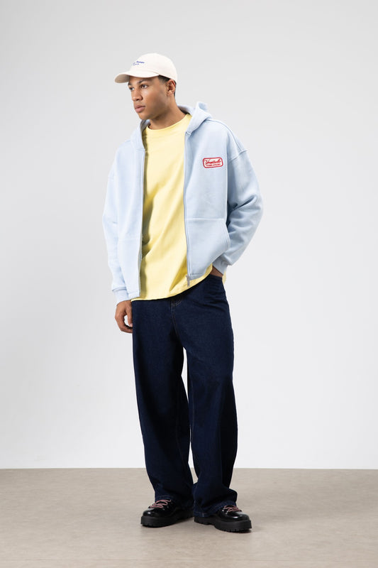 Oversize Fermuarlı Kapüşonlu Sweatshirt
