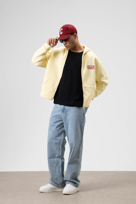 Oversize Fermuarlı Kapüşonlu Sweatshirt