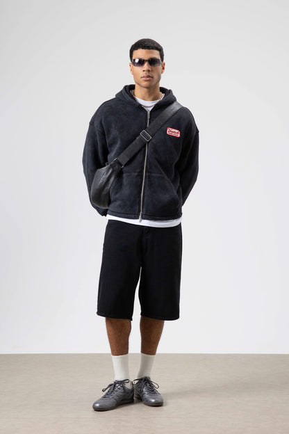 Oversize Fermuarlı Kapüşonlu Sweatshirt