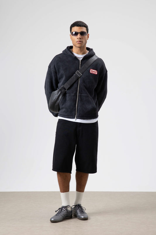 Oversize Fermuarlı Kapüşonlu Sweatshirt