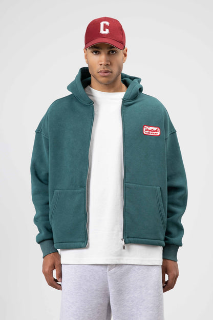 Oversize Fermuarlı Kapüşonlu Sweatshirt